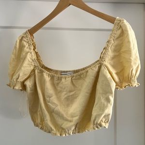 Cropped puff sleeve off the shoulder A+F top